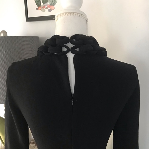 SOLD black crepe dress ornate collar by Diane Von Furstenburg sz XS 2 - Picture 11 of 14